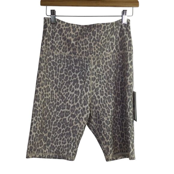 Calme Johnny Was Womens Endurance Biker Shorts Pull-On Leopard Print Size L NWT - Picture 1 of 16